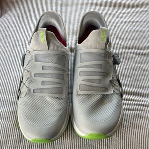 Skechers Men's Light Gray Athletic Slip-On Shoes with Lime Accents size 10.5